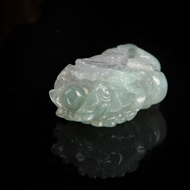 缅甸天然糯种灰绿翡翠吊坠-红掌柜