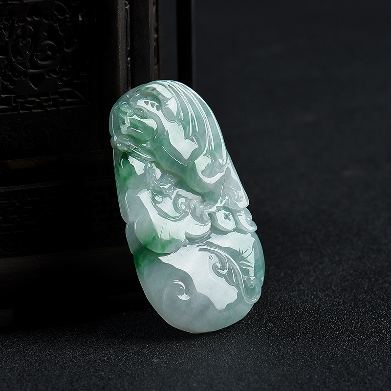 飘翠翡翠福寿如意吊坠-红掌柜