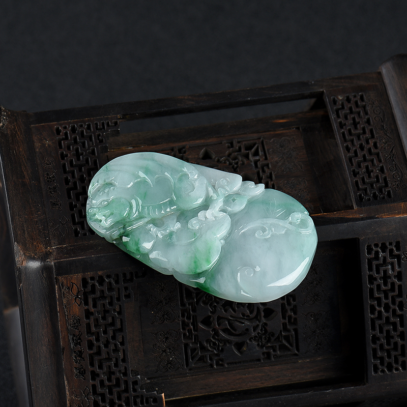 天然翡翠福寿如意吊坠-红掌柜