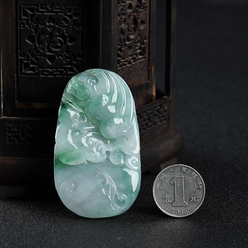 天然缅甸翡翠福寿如意吊坠-红掌柜