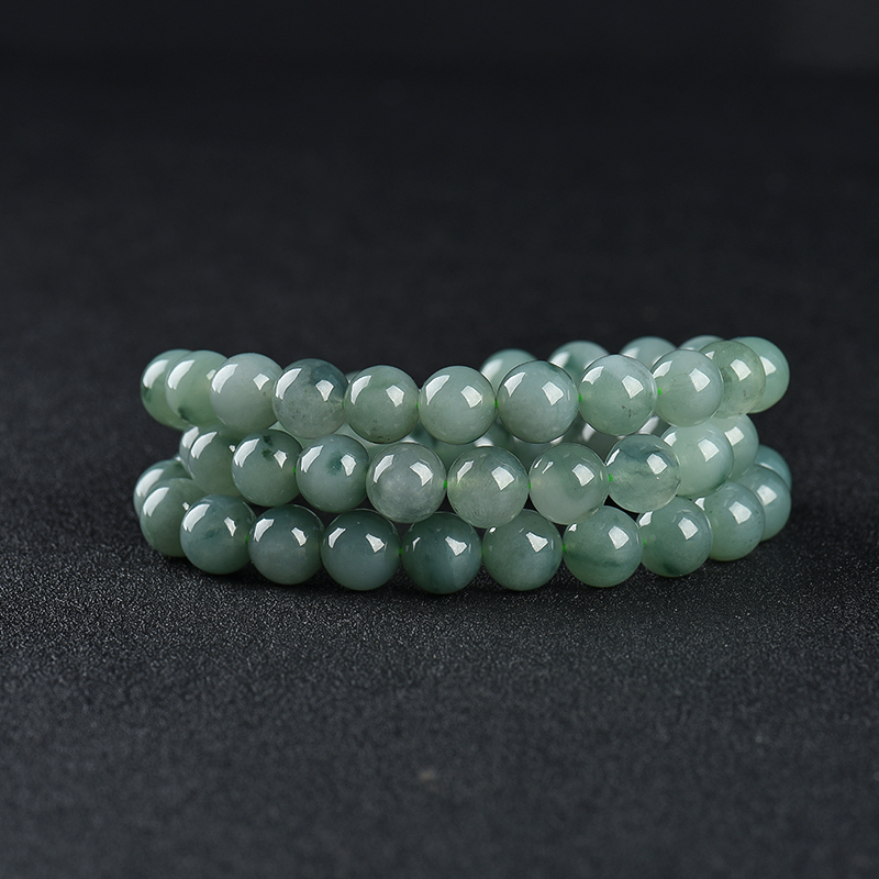 糯冰种灰绿翡翠项链-红掌柜