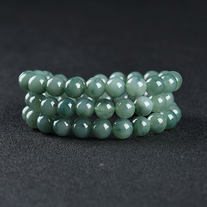 糯冰种灰绿翡翠项链-红掌柜