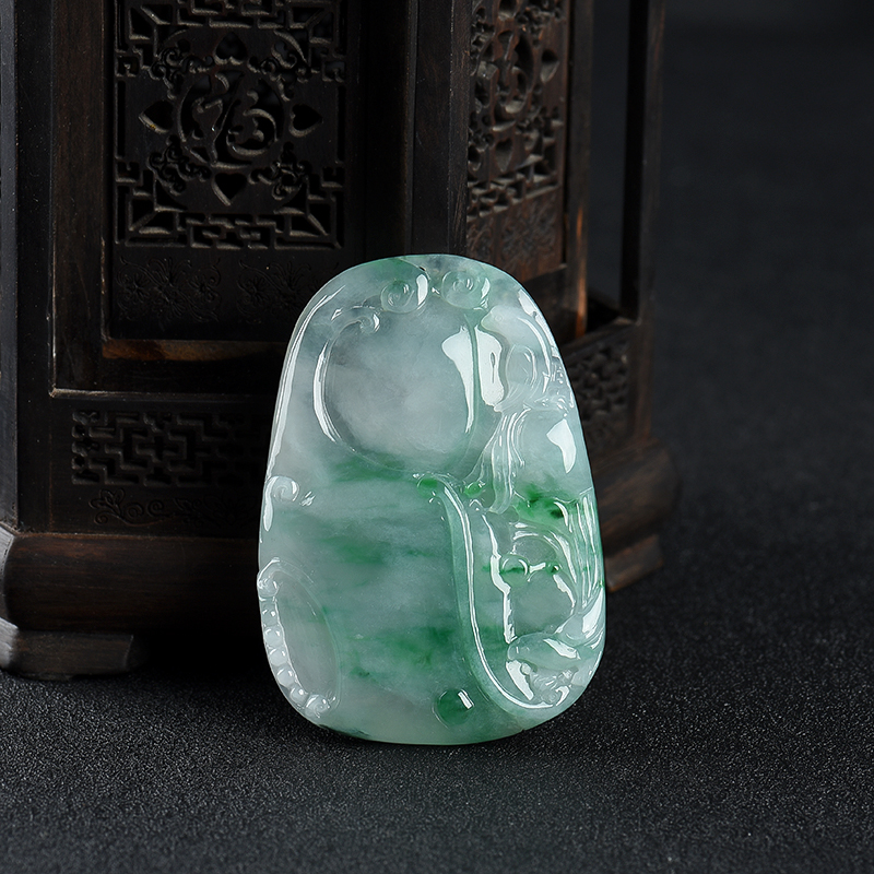 糯冰种飘翠翡翠如意吊坠-红掌柜