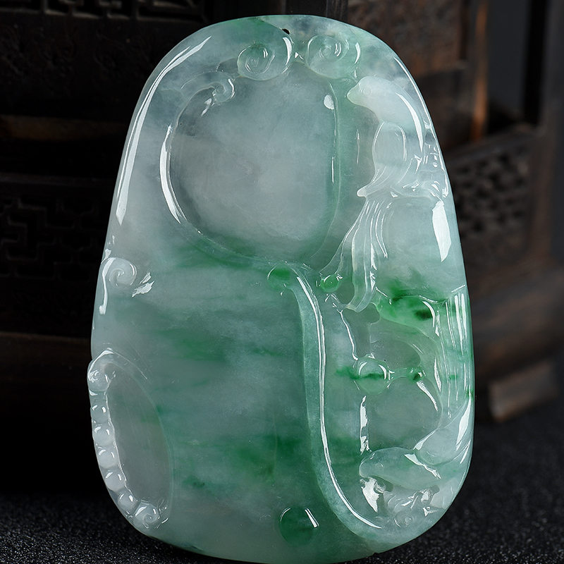 天然翡翠如意吊坠-红掌柜