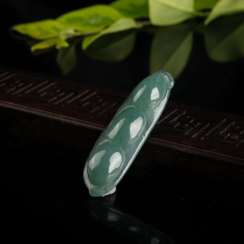 油青种翡翠连中三元吊坠-红掌柜