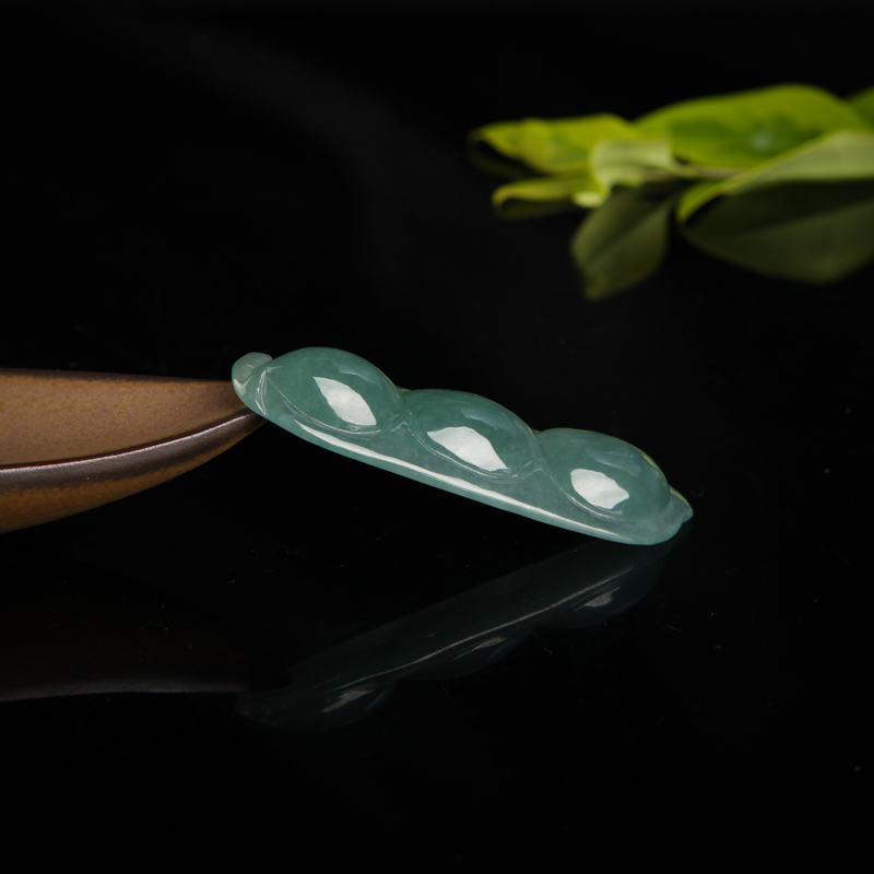 天然油青种灰绿翡翠连中三元吊坠-红掌柜