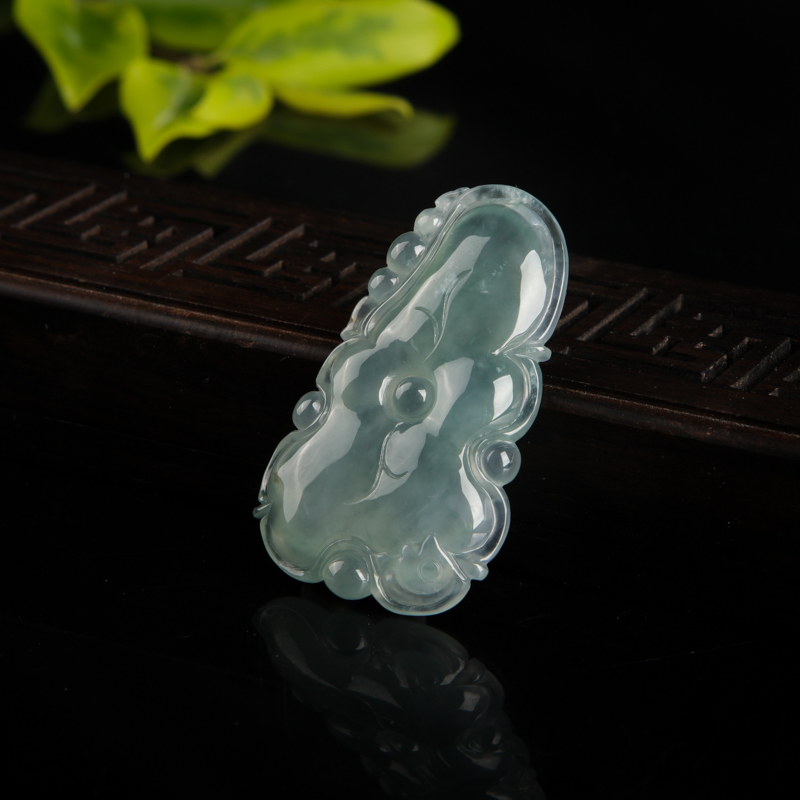 糯冰种翡翠和和美美吊坠-红掌柜