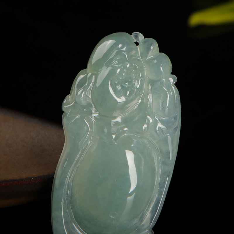 缅甸天然油青种翡翠吊坠-红掌柜