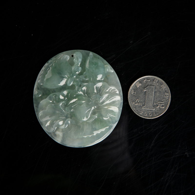 糯种飘花翡翠吊坠-红掌柜