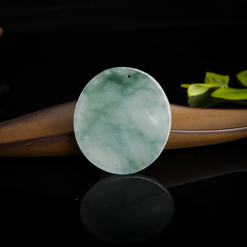 缅甸天然飘花翡翠蝶恋花吊坠-红掌柜