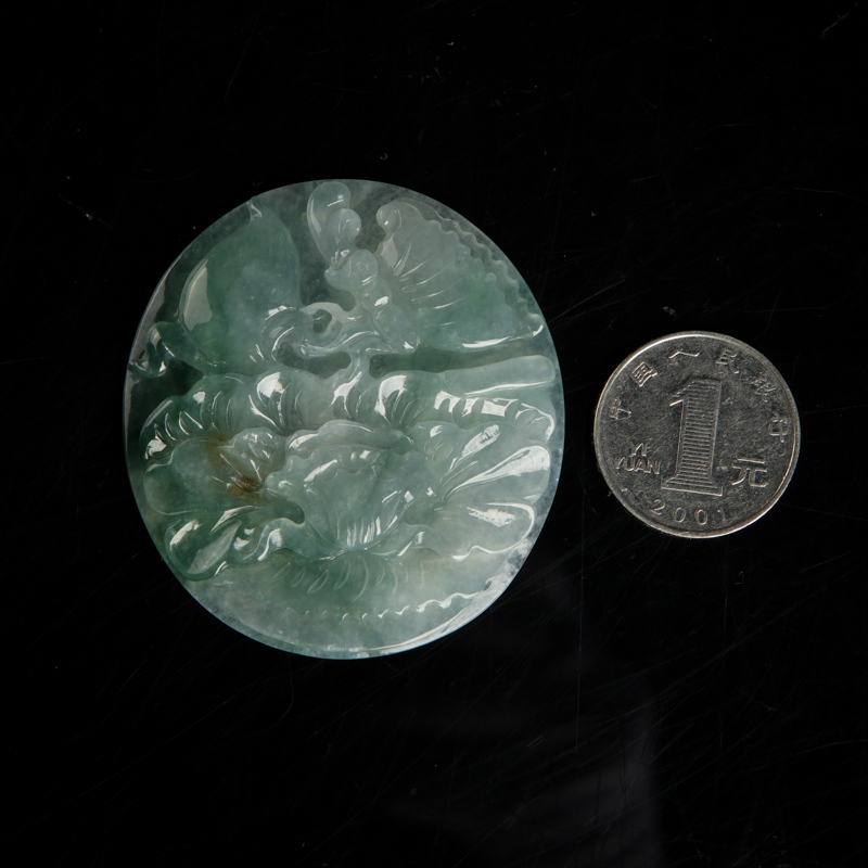 糯种飘花翡翠吊坠-红掌柜