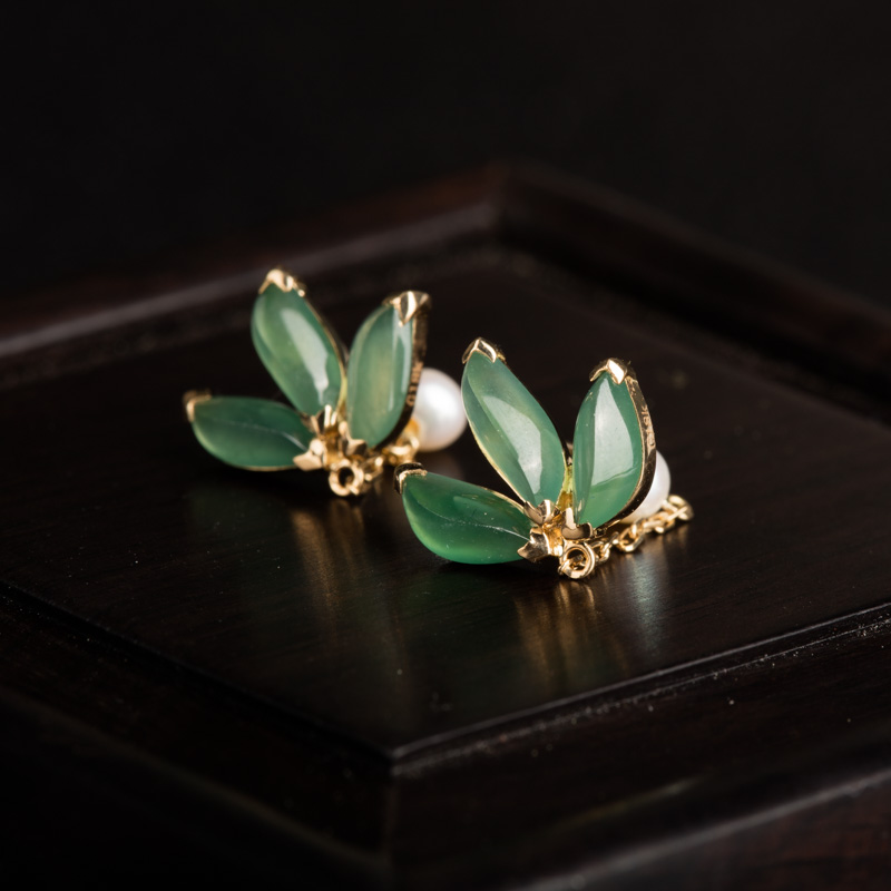 18K金镶糯冰种翡翠耳坠-红掌柜