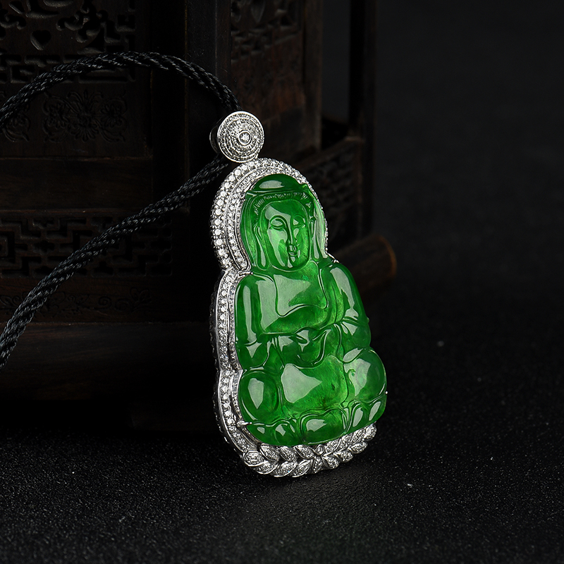 糯冰种翠绿翡翠-红掌柜