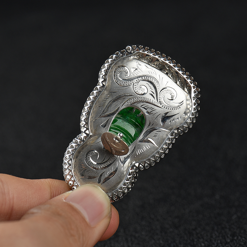 缅甸天然A货18k糯冰种翠绿翡翠观音吊坠-红掌柜