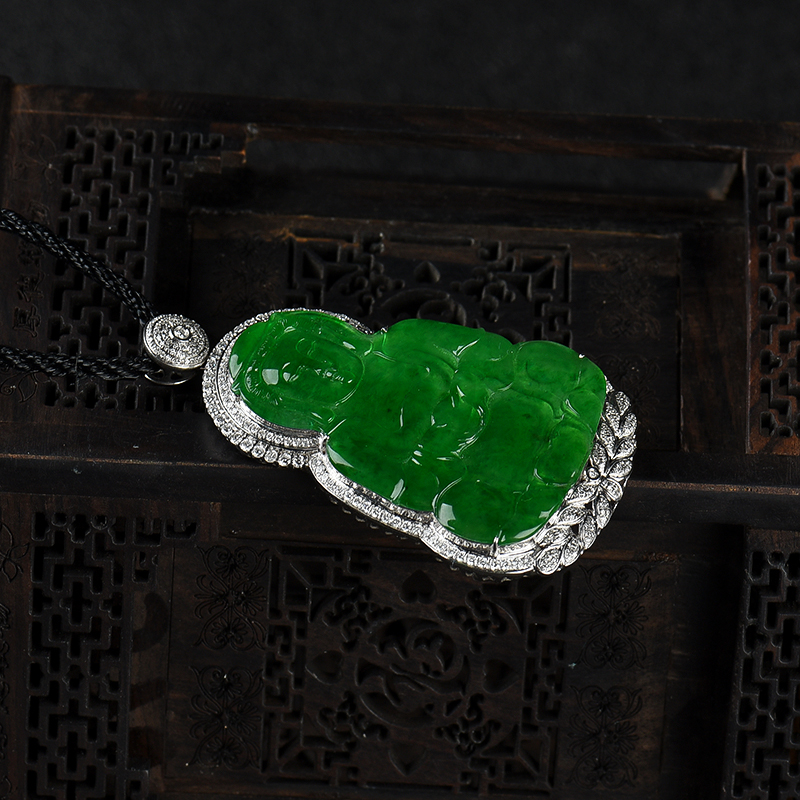 缅甸天然A货糯冰种翠绿翡翠-红掌柜