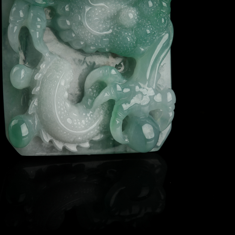 缅甸天然糯种蓝绿翡翠吊坠-红掌柜