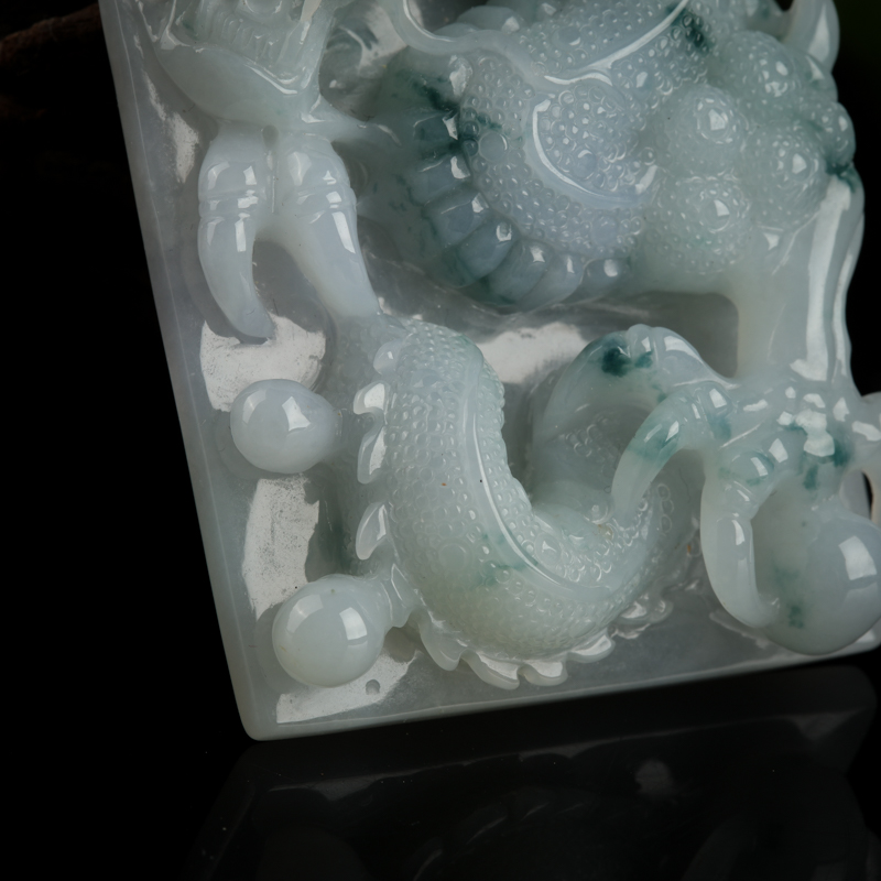 缅甸天然糯种飘花翡翠吊坠-红掌柜