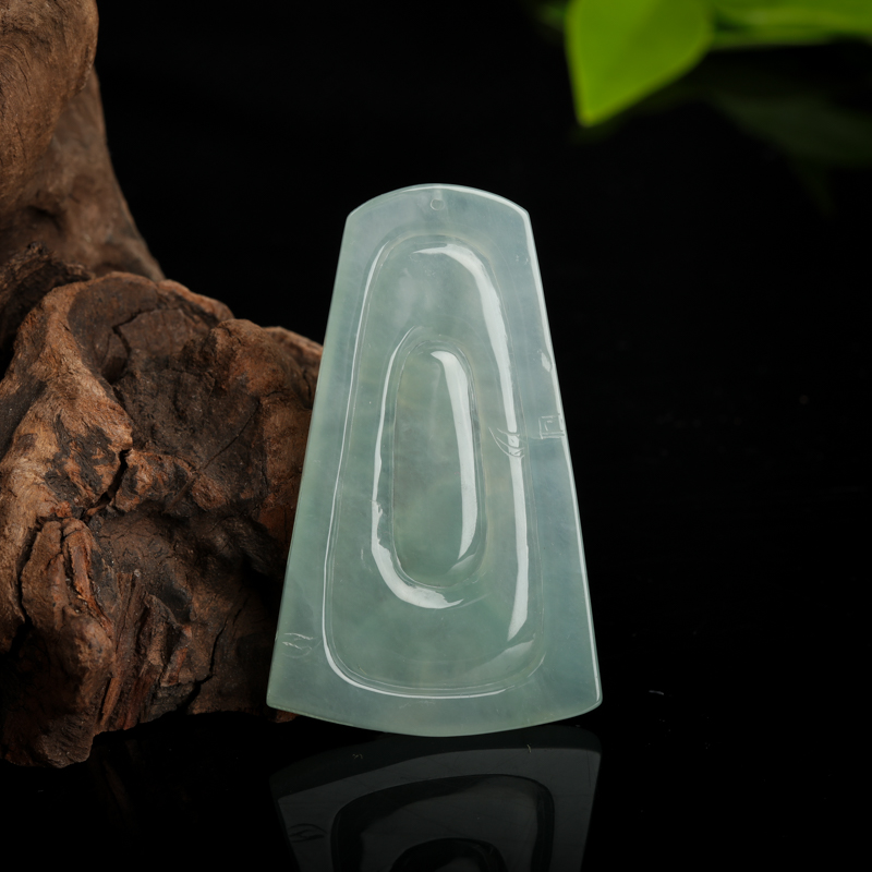 缅甸天然翡翠小桥流水吊坠-红掌柜