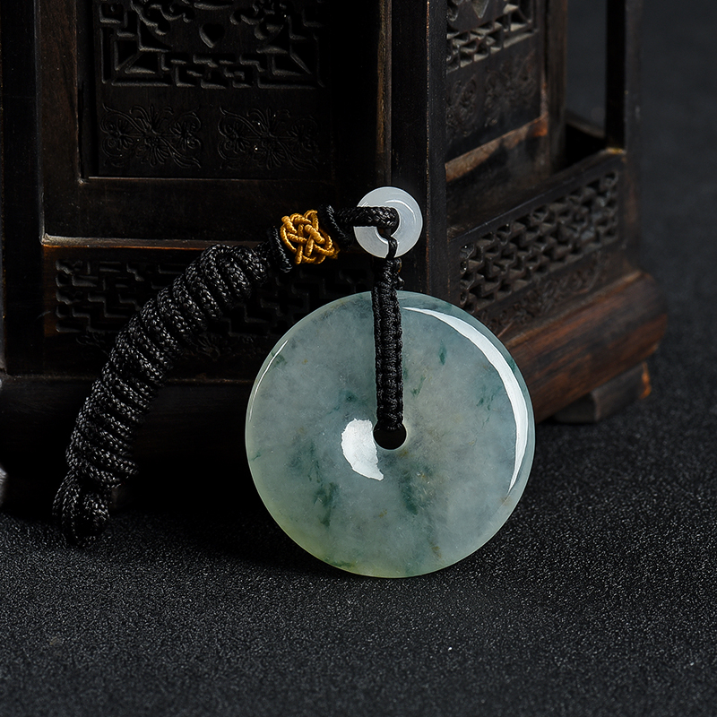 糯冰种飘花翡翠平安扣吊坠-红掌柜