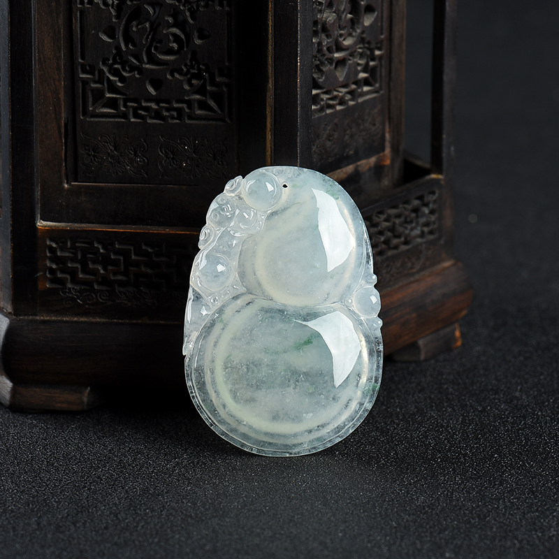 糯冰种飘花翡翠福禄寿吊坠-红掌柜