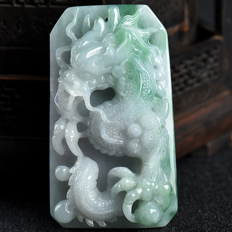 缅甸天然豆种飘翠翡翠吊坠-红掌柜