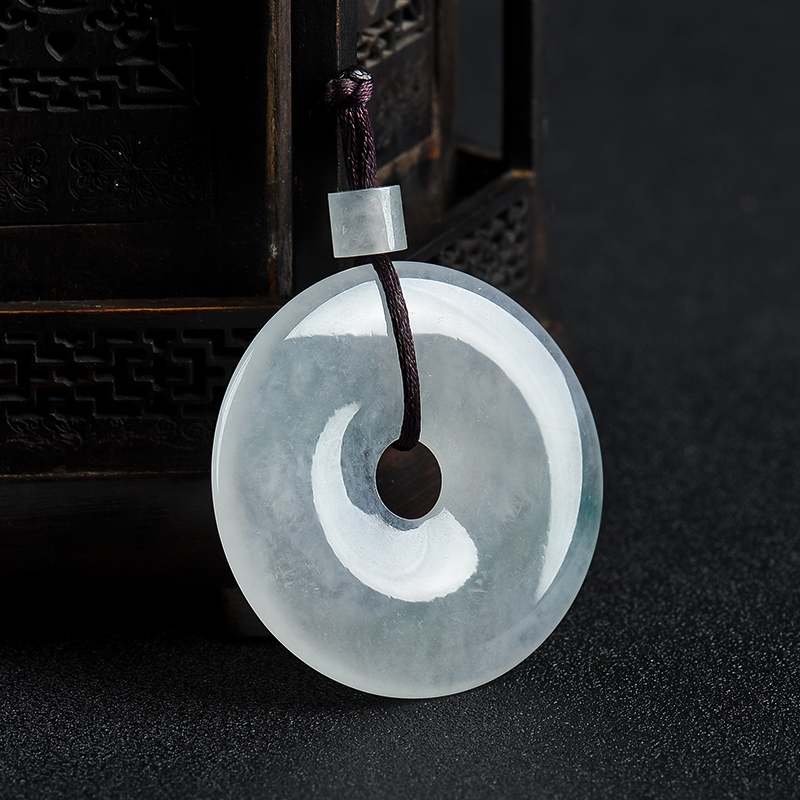 天然糯冰种飘花翡翠平安扣吊坠-红掌柜