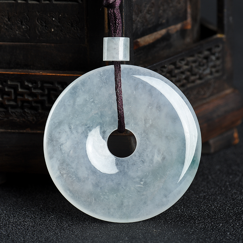 缅甸天然糯冰种飘花翡翠吊坠-红掌柜