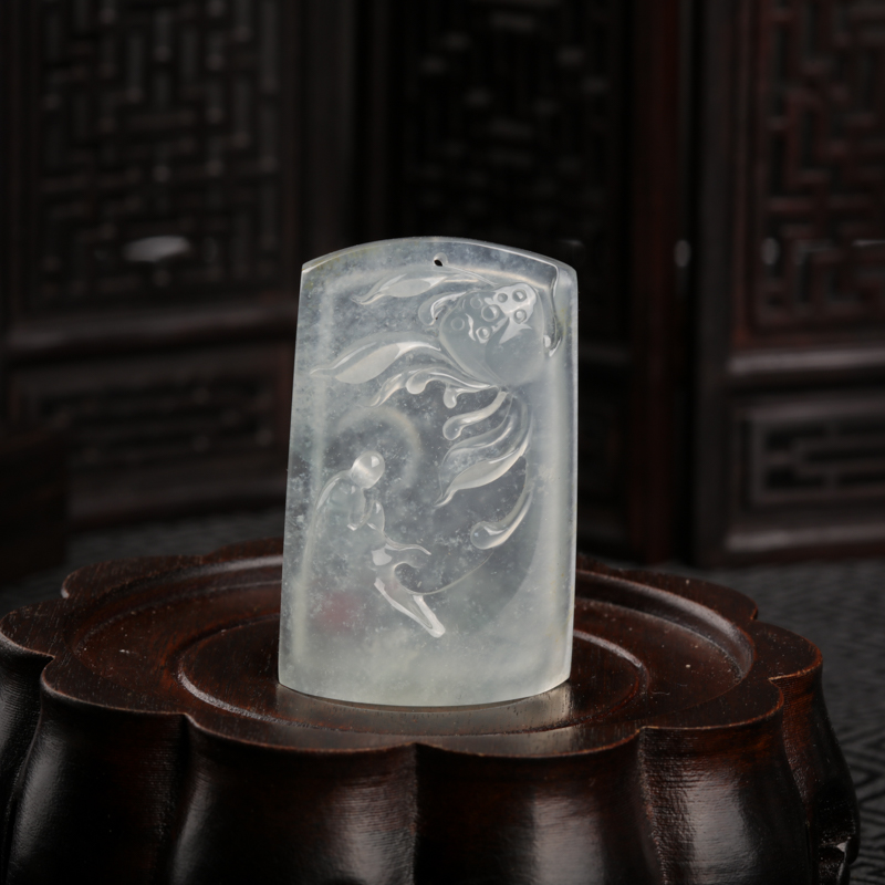 冰种翡翠悟道吊坠-红掌柜