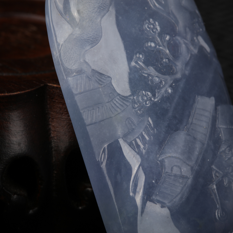 缅甸天然糯冰种浅紫色翡翠吊坠-红掌柜