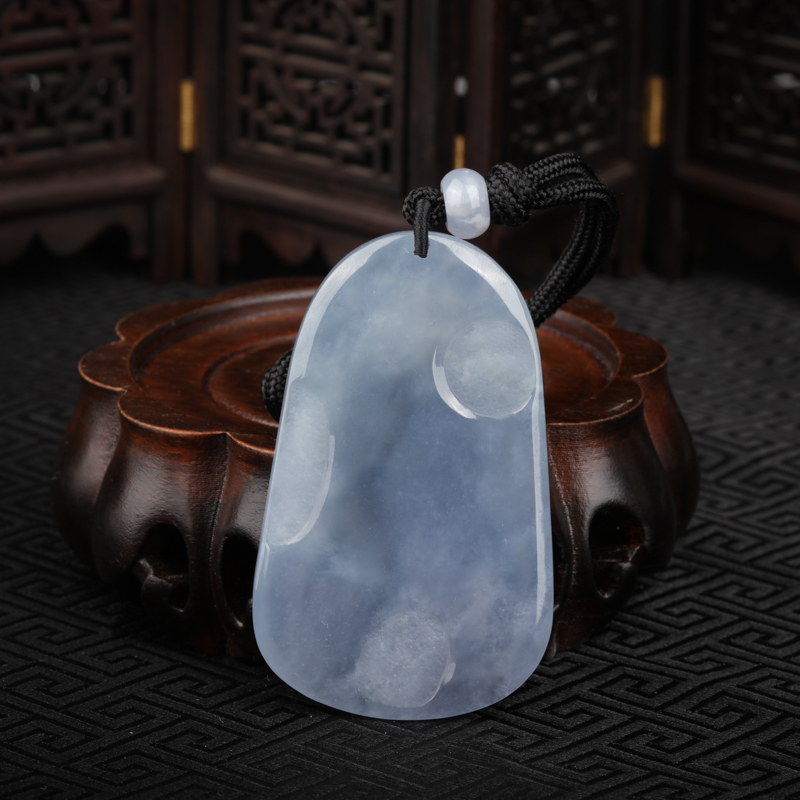 缅甸天然浅紫色翡翠童趣吊坠-红掌柜