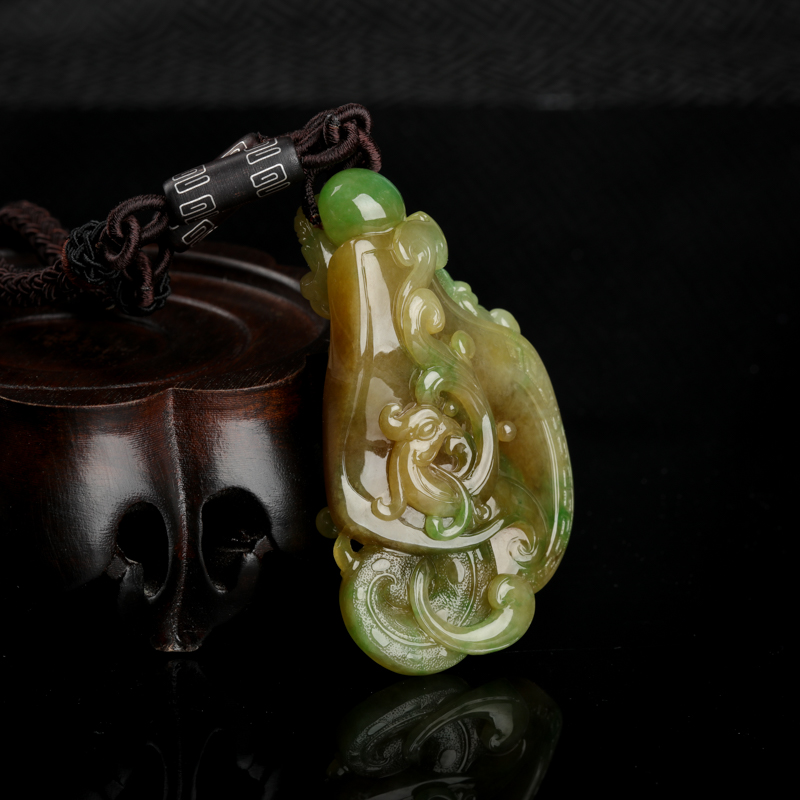 翡翠龙凤呈祥吊坠-红掌柜