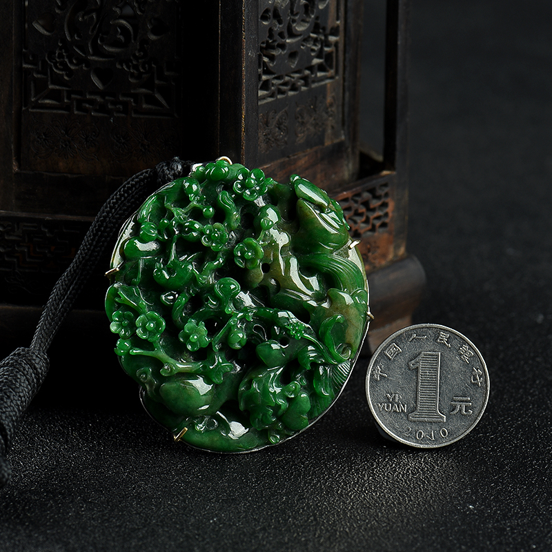 糯种翡翠喜上眉梢吊坠-红掌柜