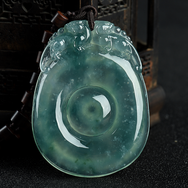 缅甸天然糯冰种飘花翡翠吊坠-红掌柜