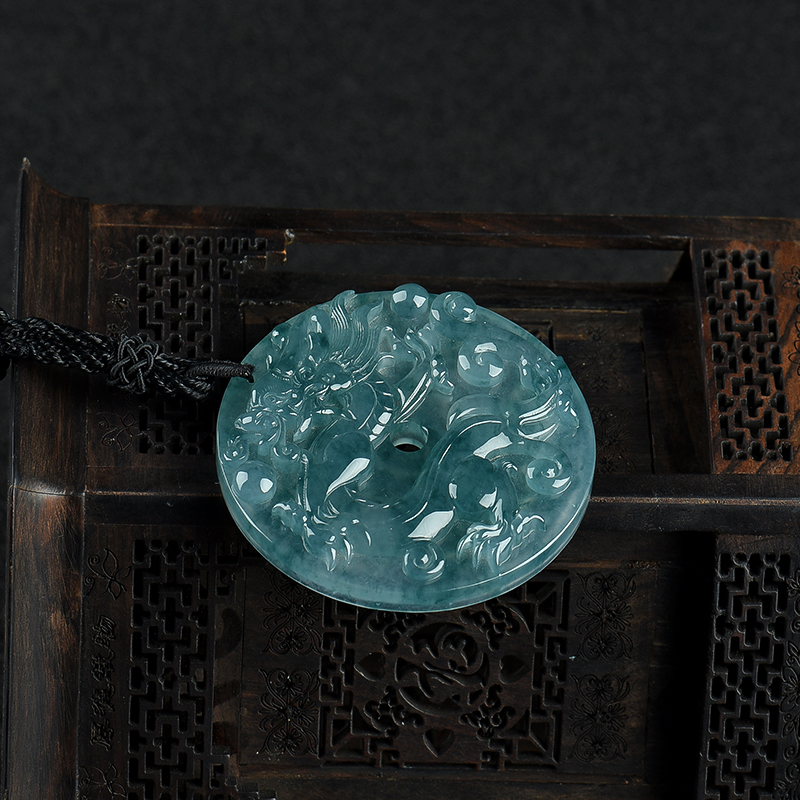 缅甸天然冰种翡翠辰龙吊坠-红掌柜