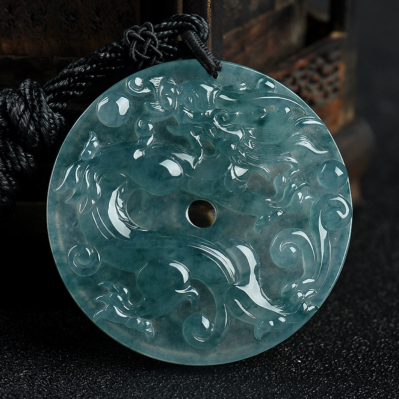 缅甸天然冰种飘花翡翠吊坠-红掌柜