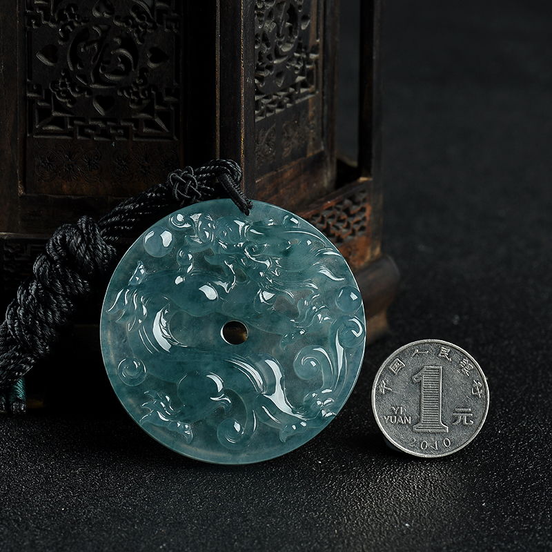 冰种飘花翡翠辰龙吊坠-红掌柜