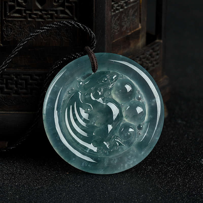 缅甸天然冰种飘花翡翠吊坠-红掌柜