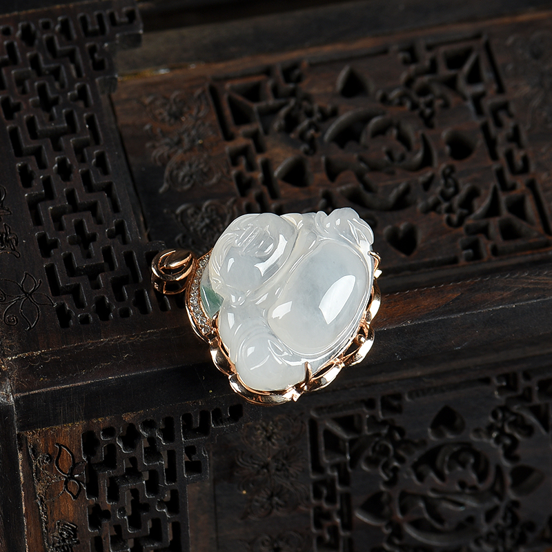 缅甸天然A货糯种白色翡翠-红掌柜