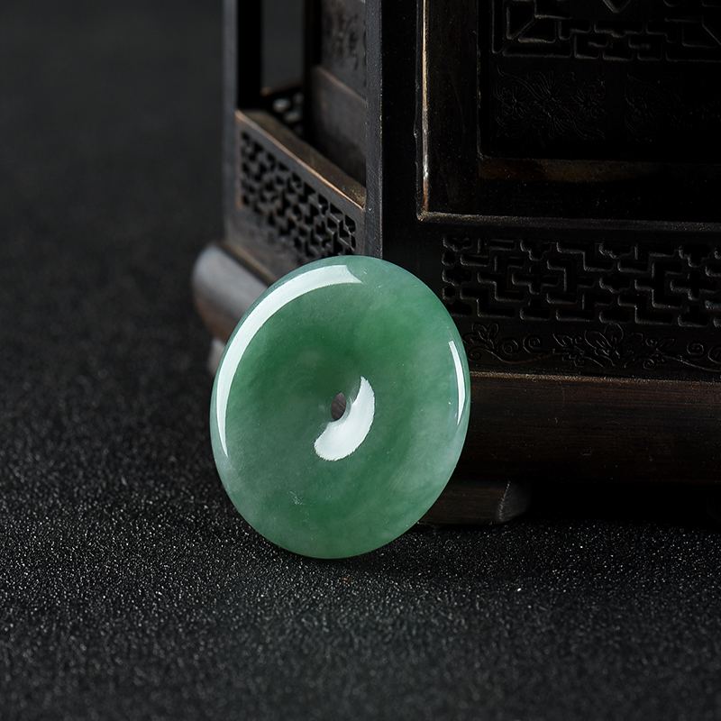 豆种翡翠平安扣-红掌柜