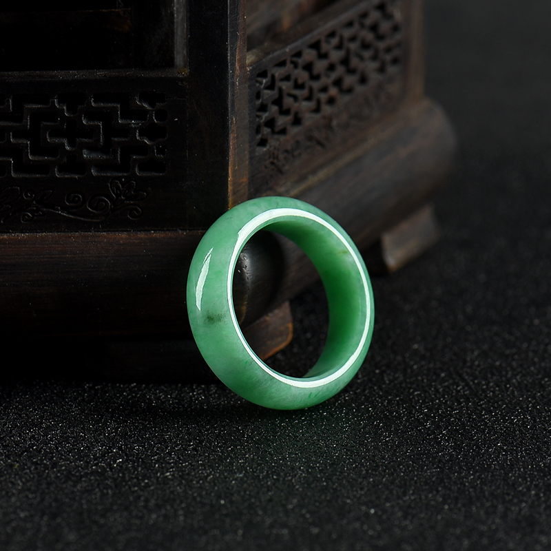 糯种飘翠翡翠戒指-红掌柜