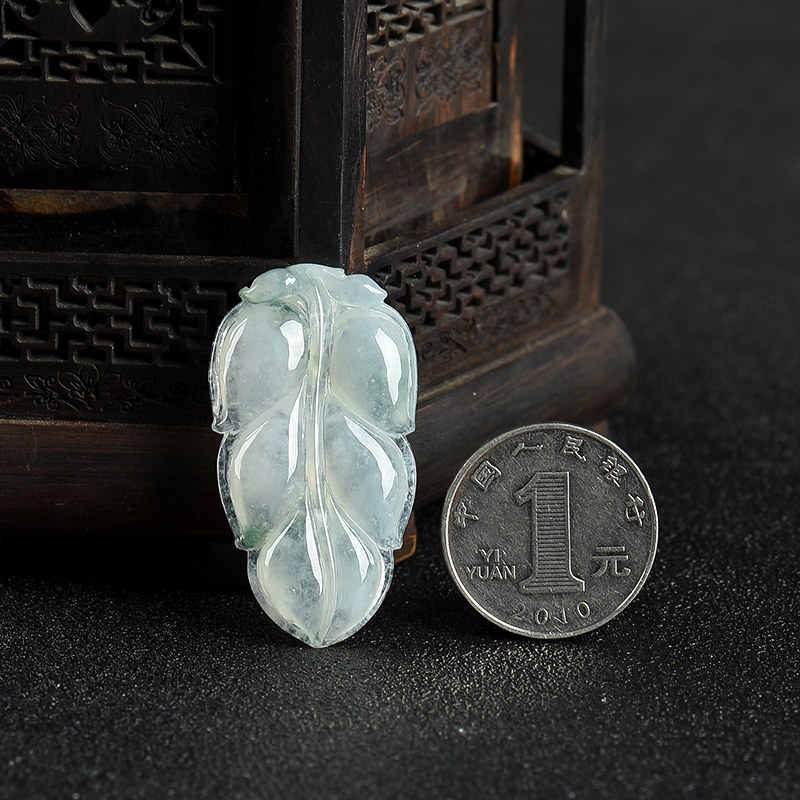 缅甸翡翠叶子吊坠-红掌柜