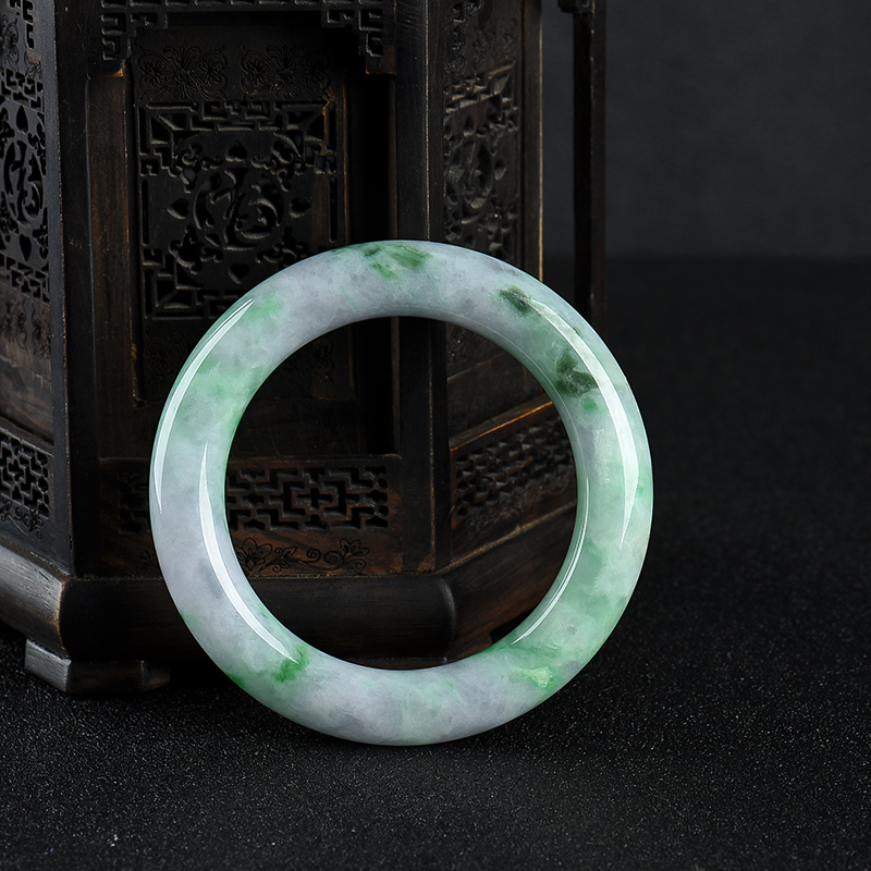 豆种翡翠手镯-红掌柜