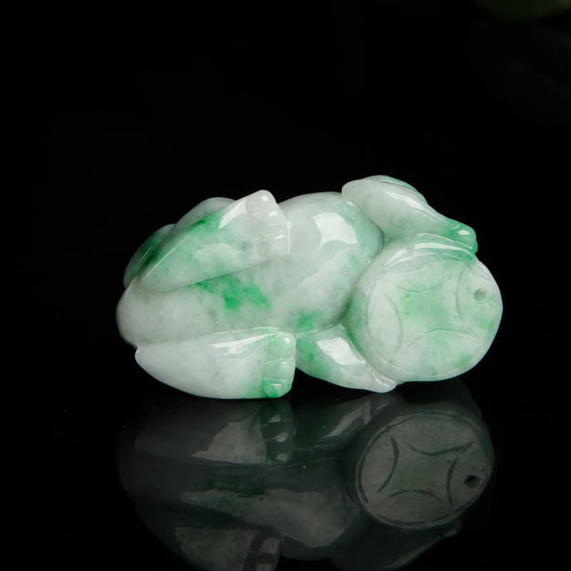 缅甸天然飘翠翡翠貔貅吊坠-红掌柜