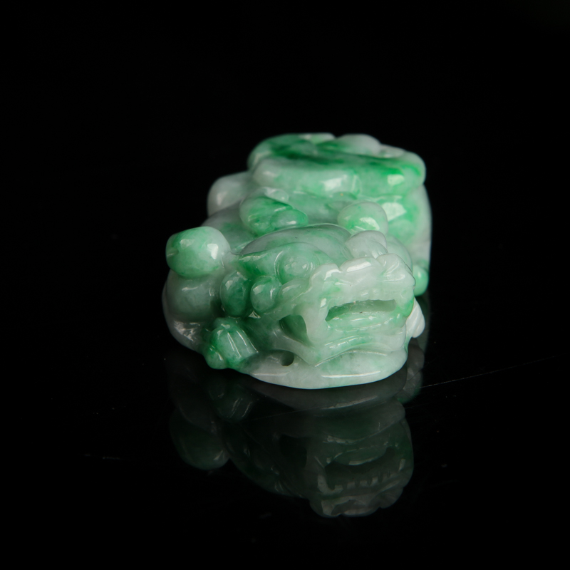 缅甸天然豆种翡翠貔貅吊坠-红掌柜