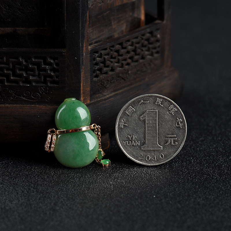 天然缅甸翡翠葫芦吊坠-红掌柜