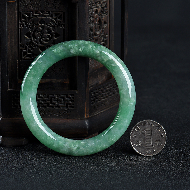 缅甸豆种翡翠圆镯-红掌柜