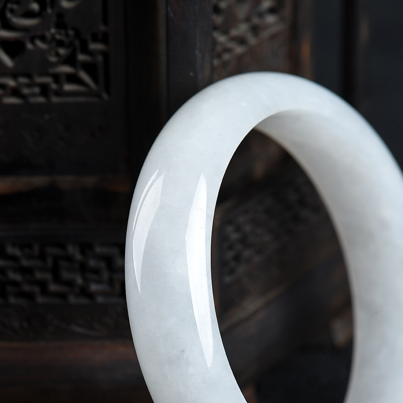 缅甸天然豆种翡翠手镯-红掌柜