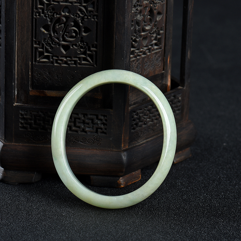 缅甸天然豆种俏色翡翠贵妃镯-红掌柜