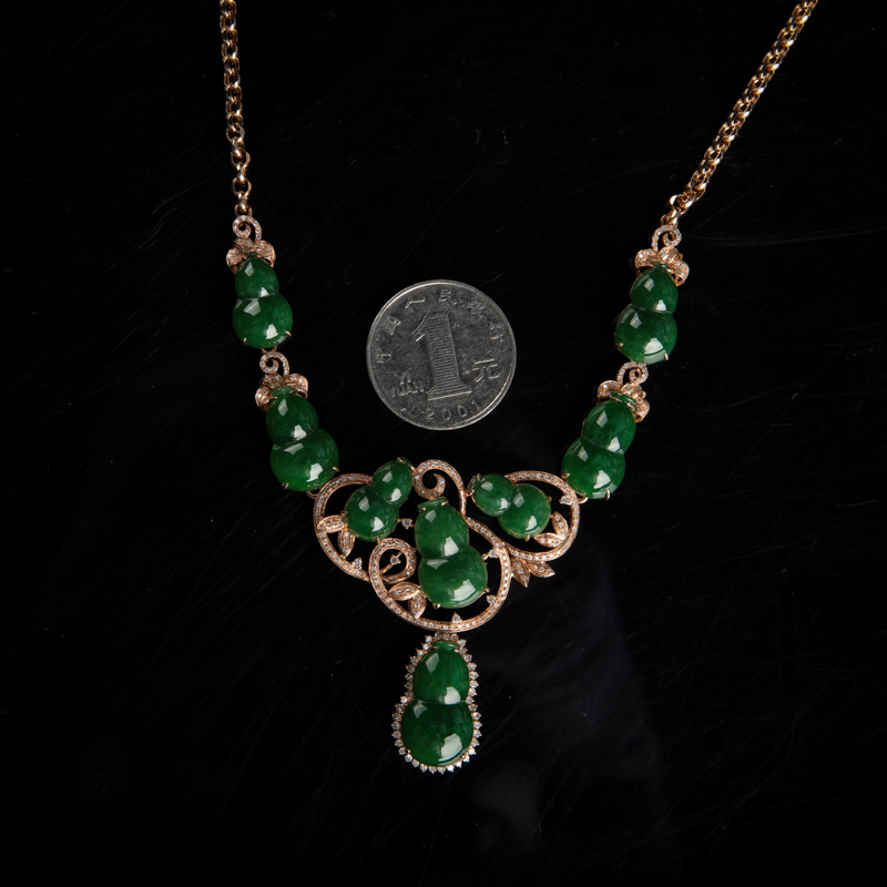 天然翡翠葫芦项链-红掌柜