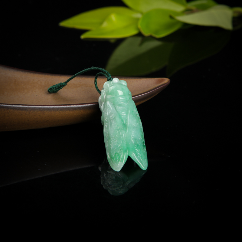 豆种翡翠一鸣惊人吊坠-红掌柜